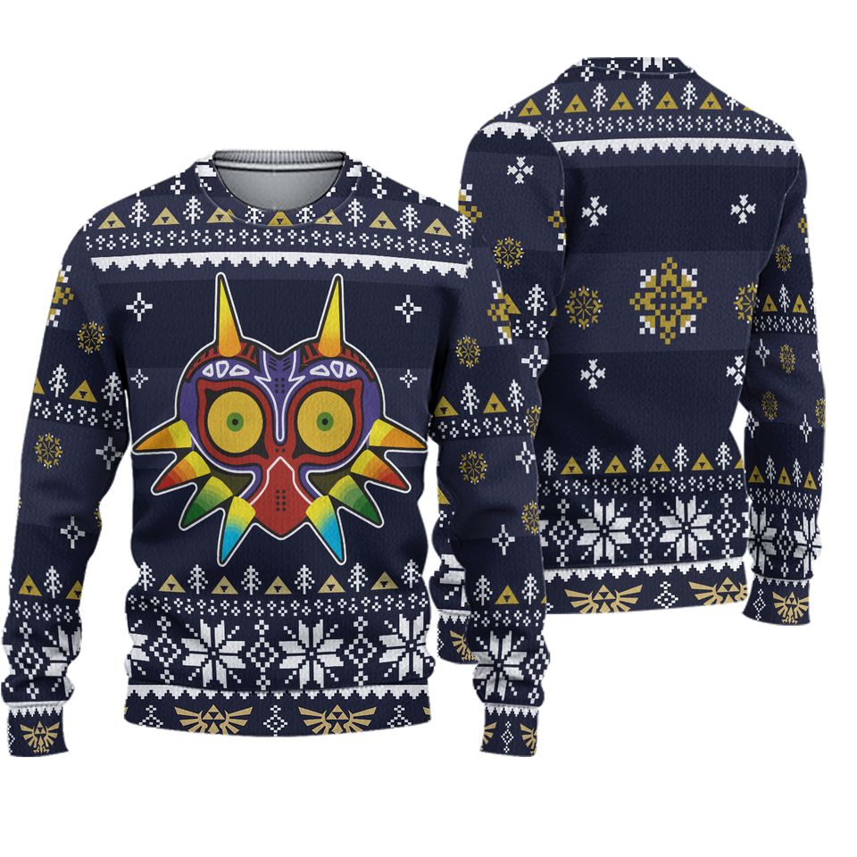 Majoras Mask Legend Of Zelda Christmas Ugly Sweater, Video Game Characters Sweater