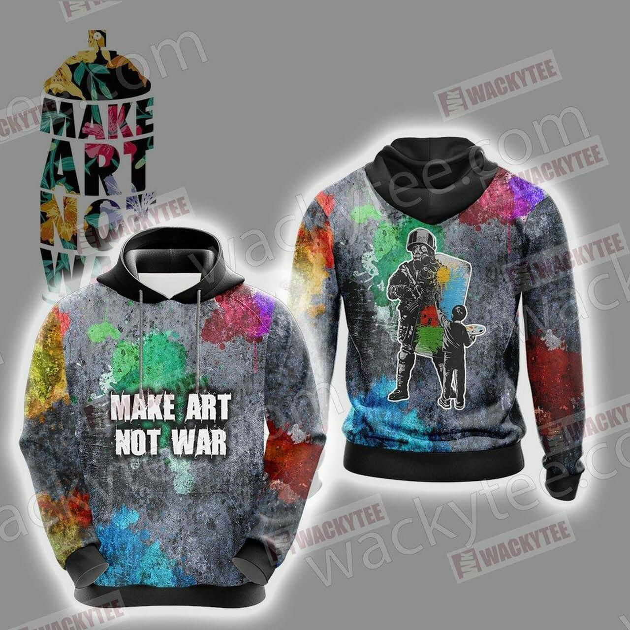 Make Art Not War Veteran 3D All Over Print Hoodie, Zip Hoodie