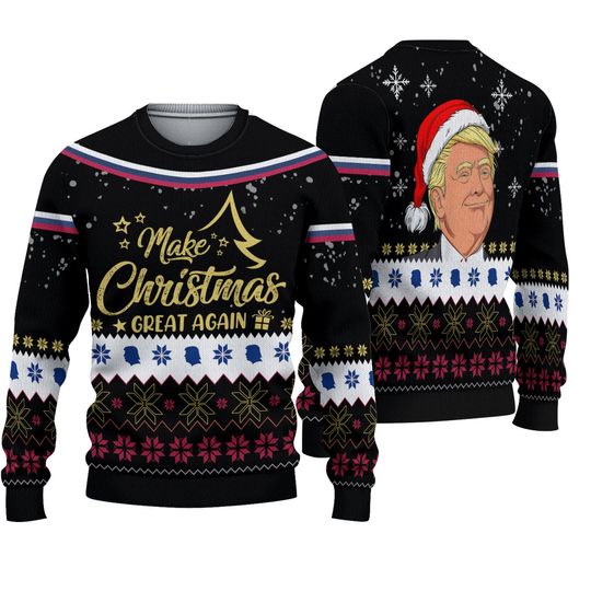 Make Christmas Great Again Sweater, Make Christmas Great Again Snow Ugly Xmas Sweater 3D - Image 2
