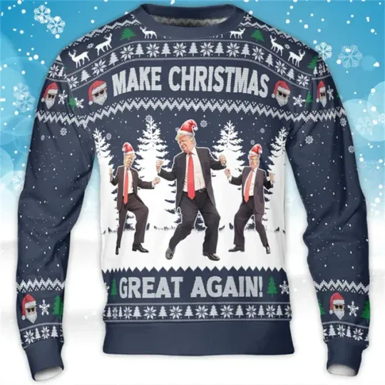 Make Christmas Great Again, Trump Sweatshirt Funny Trump Prom Ugly Christmas Sweater - Image 23