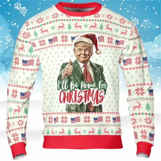Make Christmas Great Again, Trump Sweatshirt Funny Trump Prom Ugly Christmas Sweater - Image 17