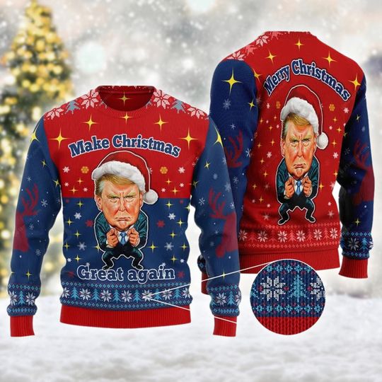 Make Christmas Great Again Ugly Christmas Sweater, Trump Ugly Xmas Sweater - Image 8