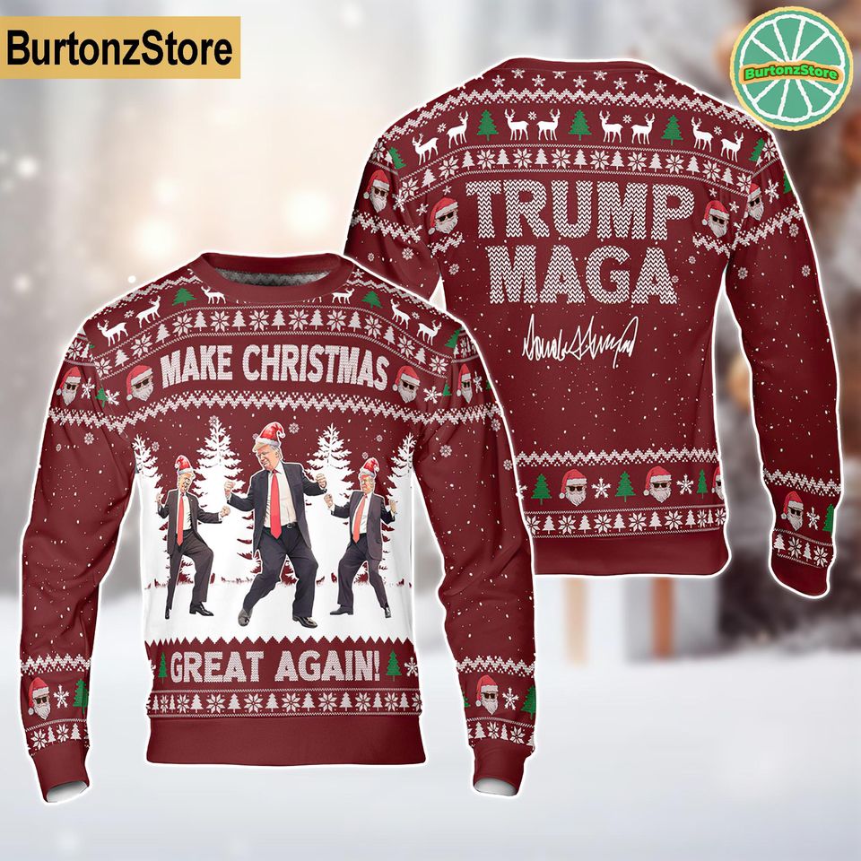 Make Christmas Great Again Ugly Sweater, Donald Trump Dancing