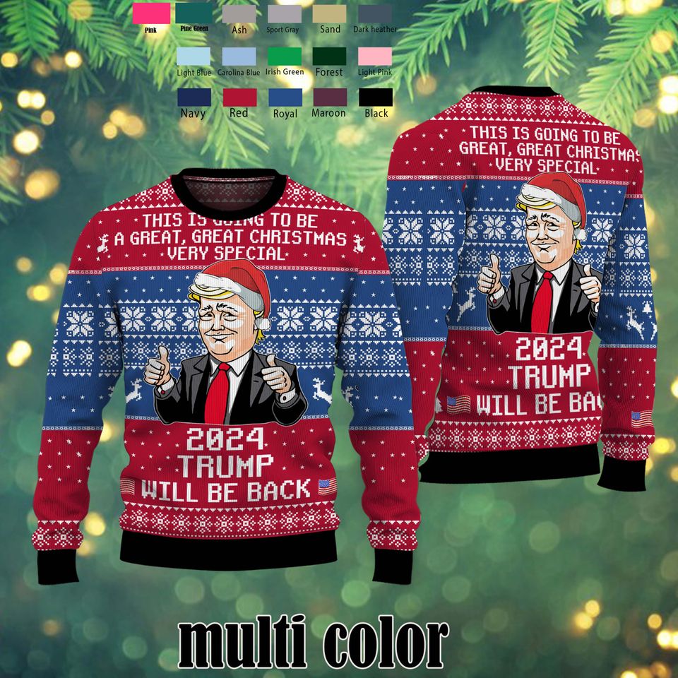 Make USA Great Again Trump Christmas Sweater Sweater, Trump Ugly Sweater Shirt - Image 2