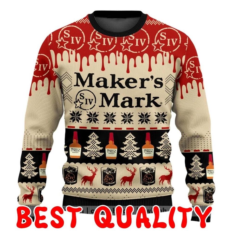 Makers Mark Beer Ugly Christmas Sweater, Beer Lover Ugly Sweater