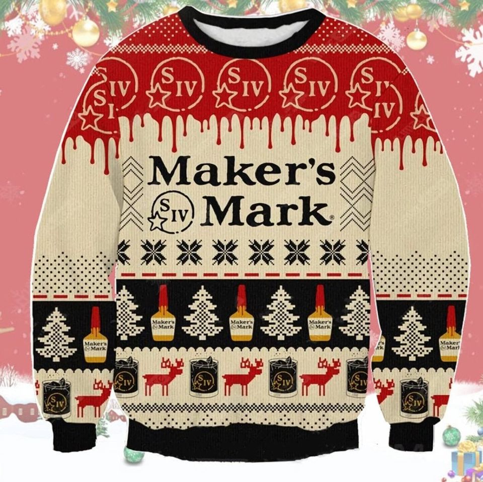 Makers Mark Ugly Christmas Sweater, Xmas 3D Sweater