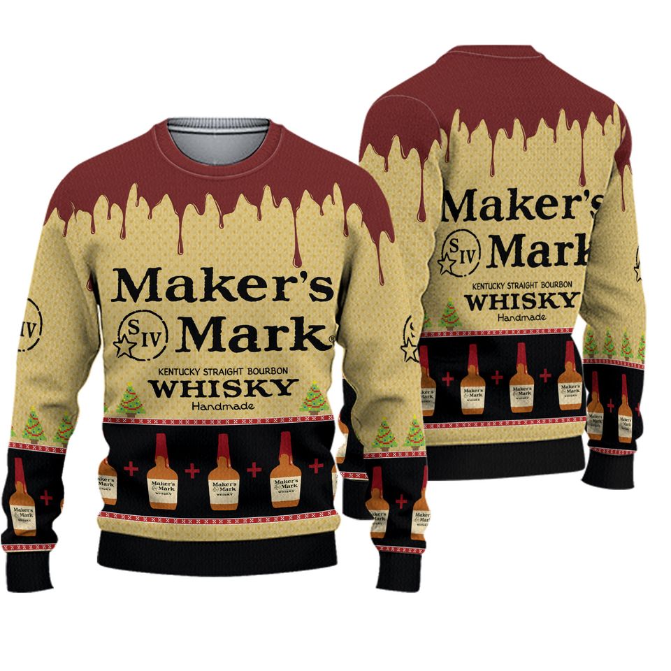 Maker's Marks Whisky Ugly Christmas Sweater, Christmas Sweater, Ugly Knitted Sweater