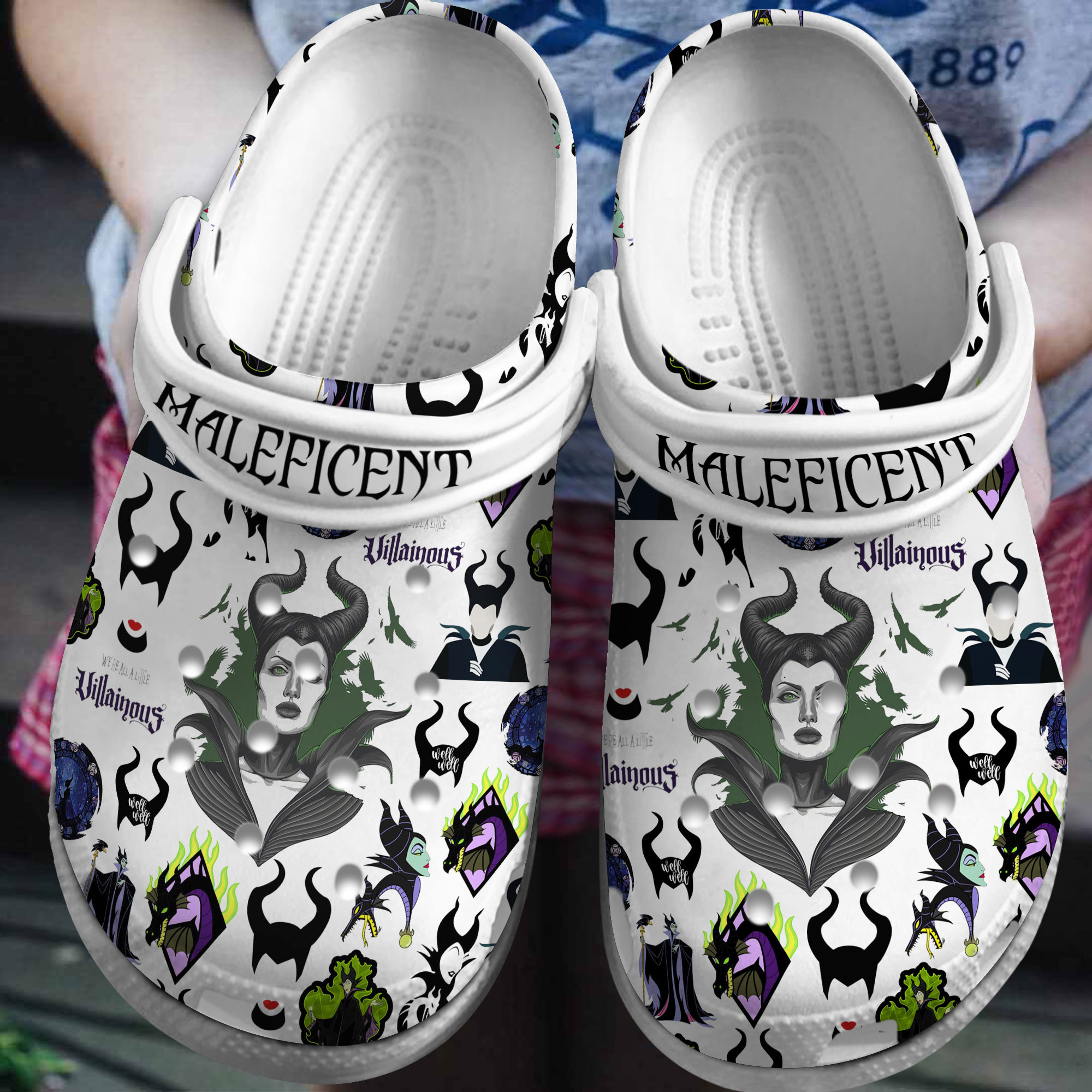 Maleficent Disney Movie Crocs Crocband Clogs Shoes Comfortable For Men Women and Kids