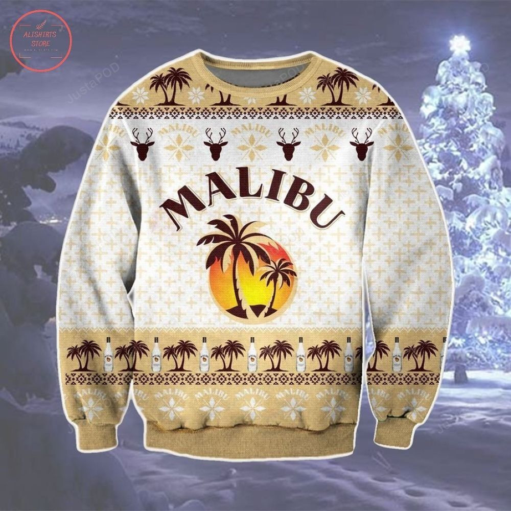 Malibu Rum Ugly Christmas Sweater Adult 3D Funny Matching for family