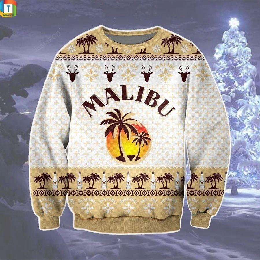 Malibu Rum Ugly Christmas Sweater Adult 3D Funny Matching for family