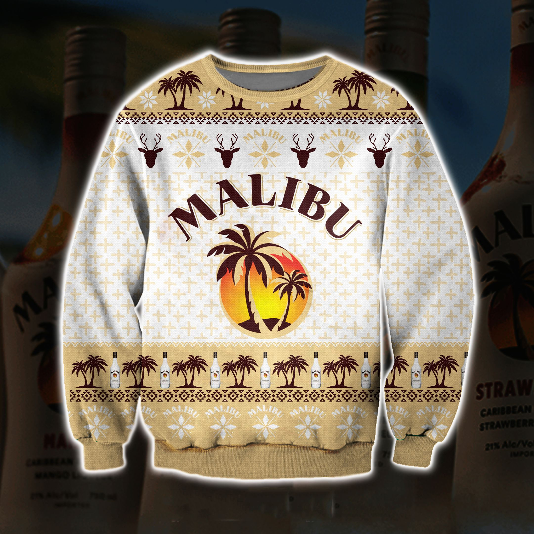 Malibu Rum Ugly Christmas Sweater Adult 3D Funny Matching for family