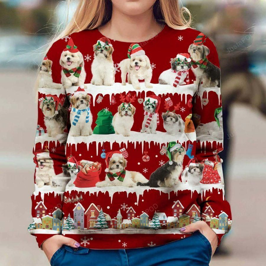 Malshi Dog Ugly Christmas Sweater Adult 3D Funny Matching for family