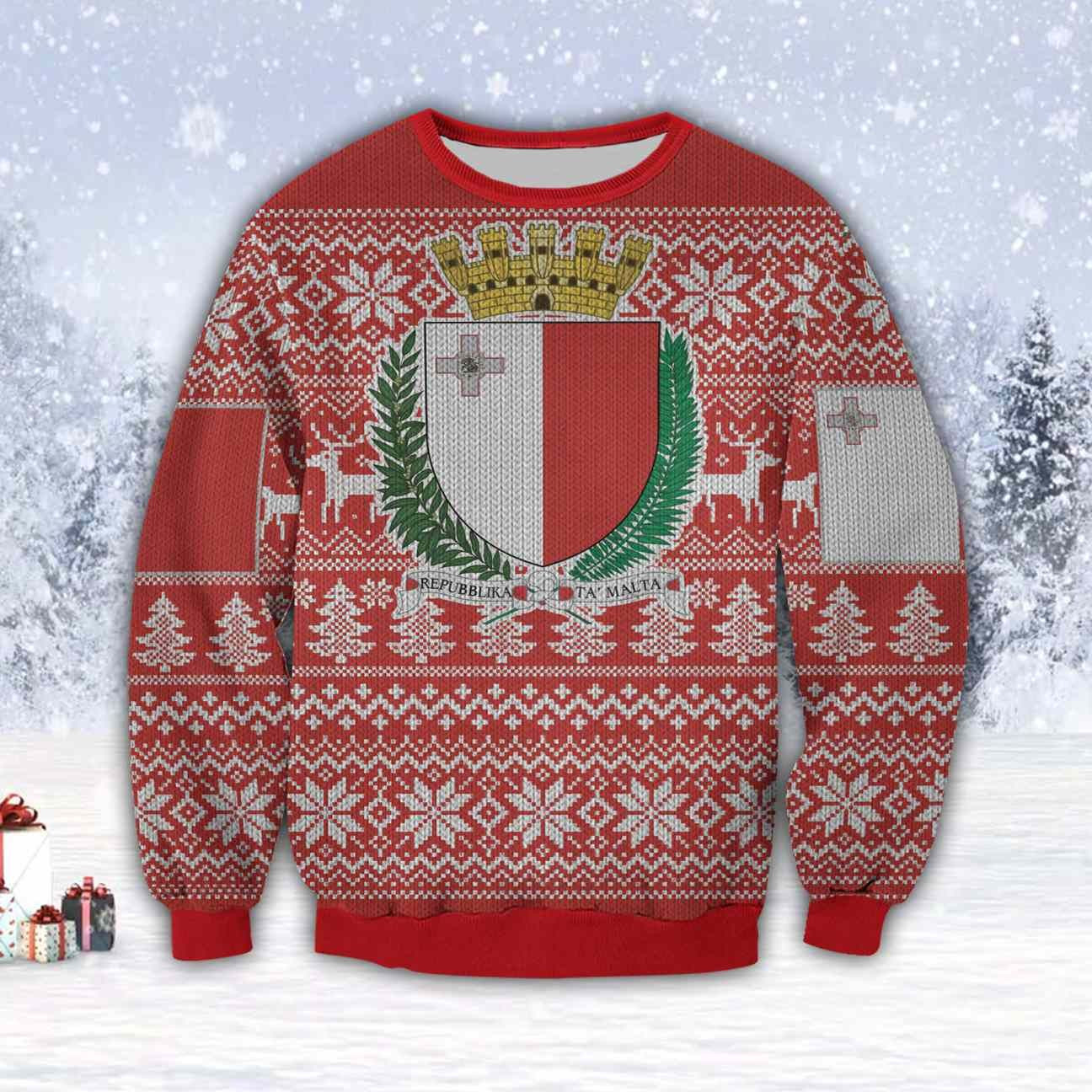 Malta Island Country 3D All Over Print Ugly Christmas Sweater Adult 3D Funny Matching for family