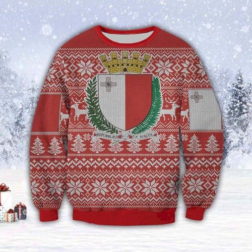 Malta Island Country Ugly Christmas Sweater Adult 3D Funny Matching for family