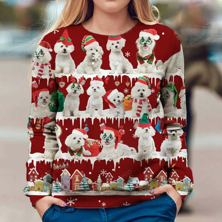 Maltese Snow Christmas Ugly Christmas Sweater Adult 3D Funny Matching for family