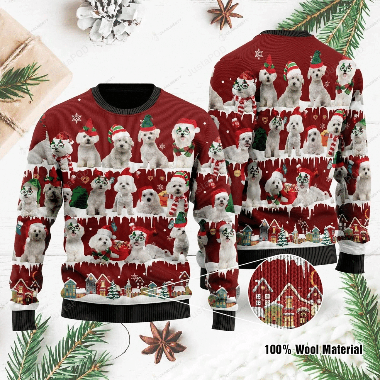 Maltese Ugly Christmas Sweater Adult 3D Funny Matching for family