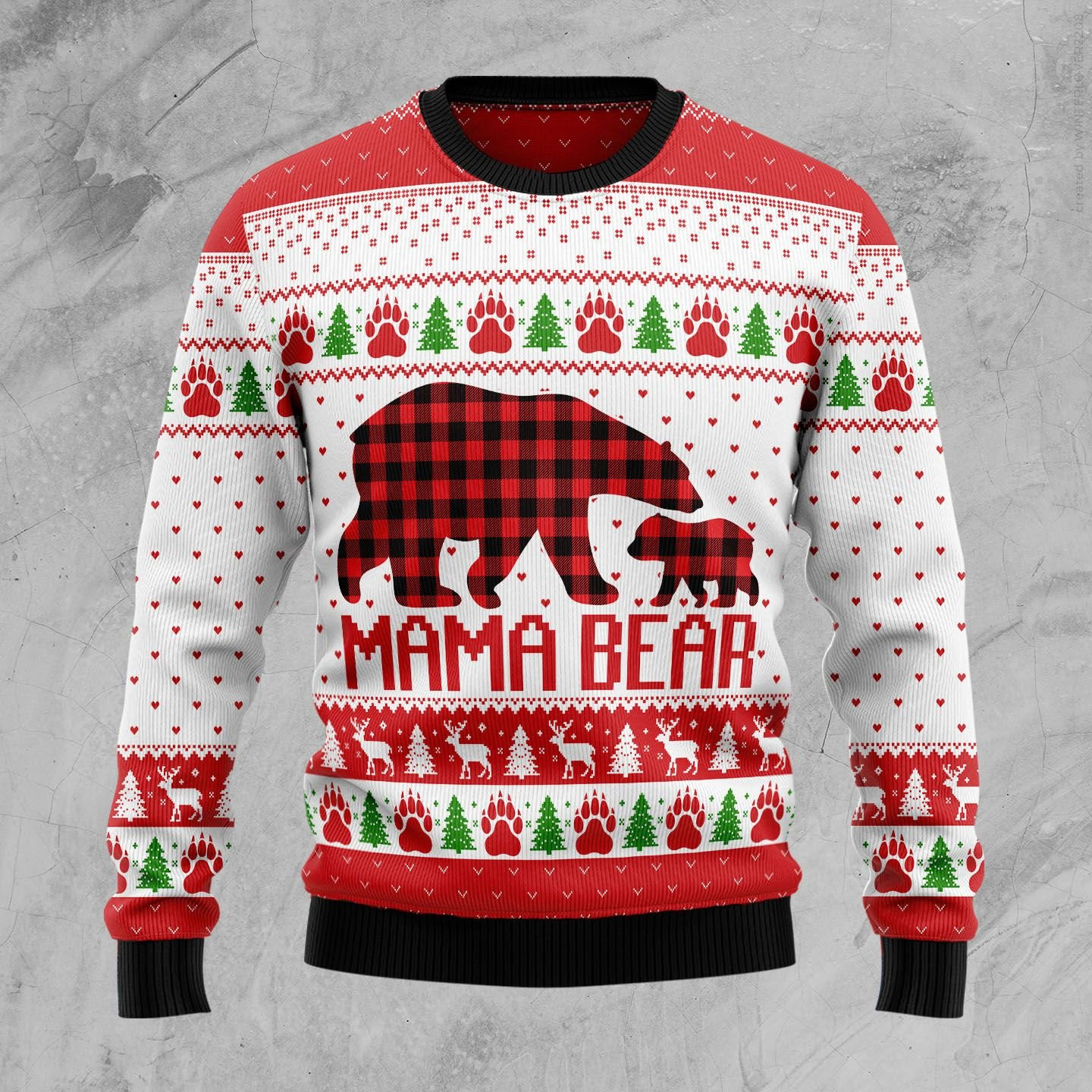 Mama Bear Ugly Christmas Sweater Adult 3D Funny Matching for family