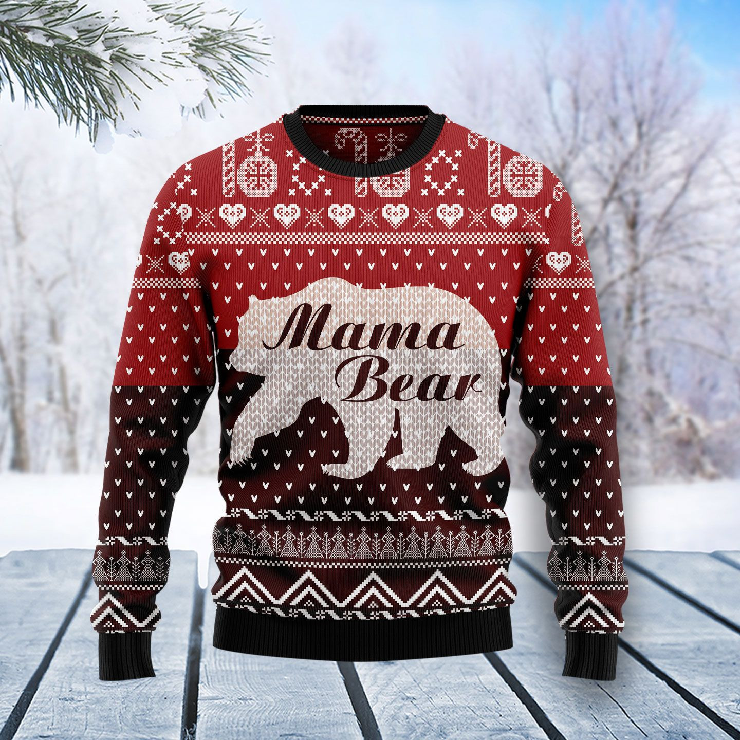 Mama Bear Ugly Christmas Sweater Adult 3D Funny Matching for family