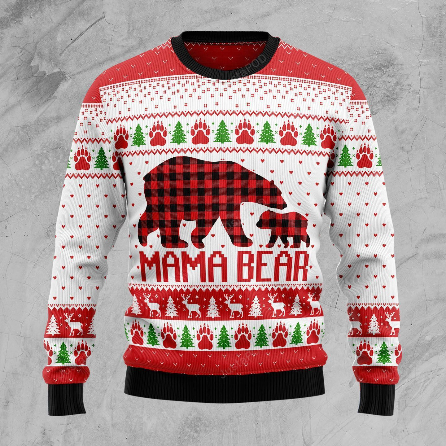 Mama Bear Ugly Christmas Sweater Adult 3D Funny Matching for family