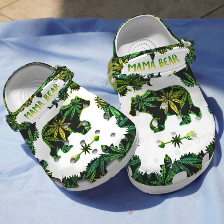Mama Bear Weed Green Shoes clogs Gifts For Mom Grandma Birthday - Br-Mama50