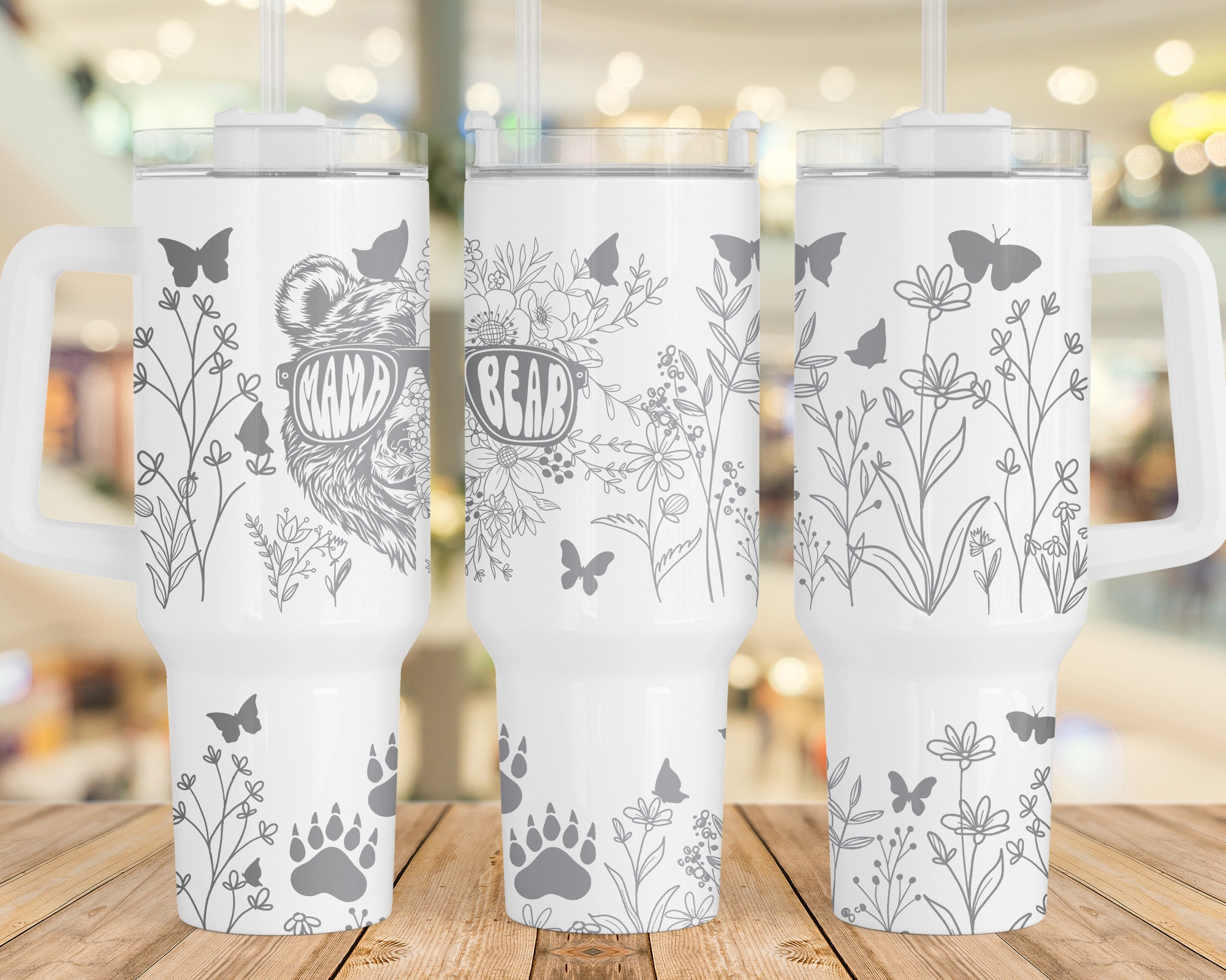 Mama Bear Wildflower Butterflies Custom Stanley Cup 40 oz 30 oz Tumbler With HandleTVC2301959