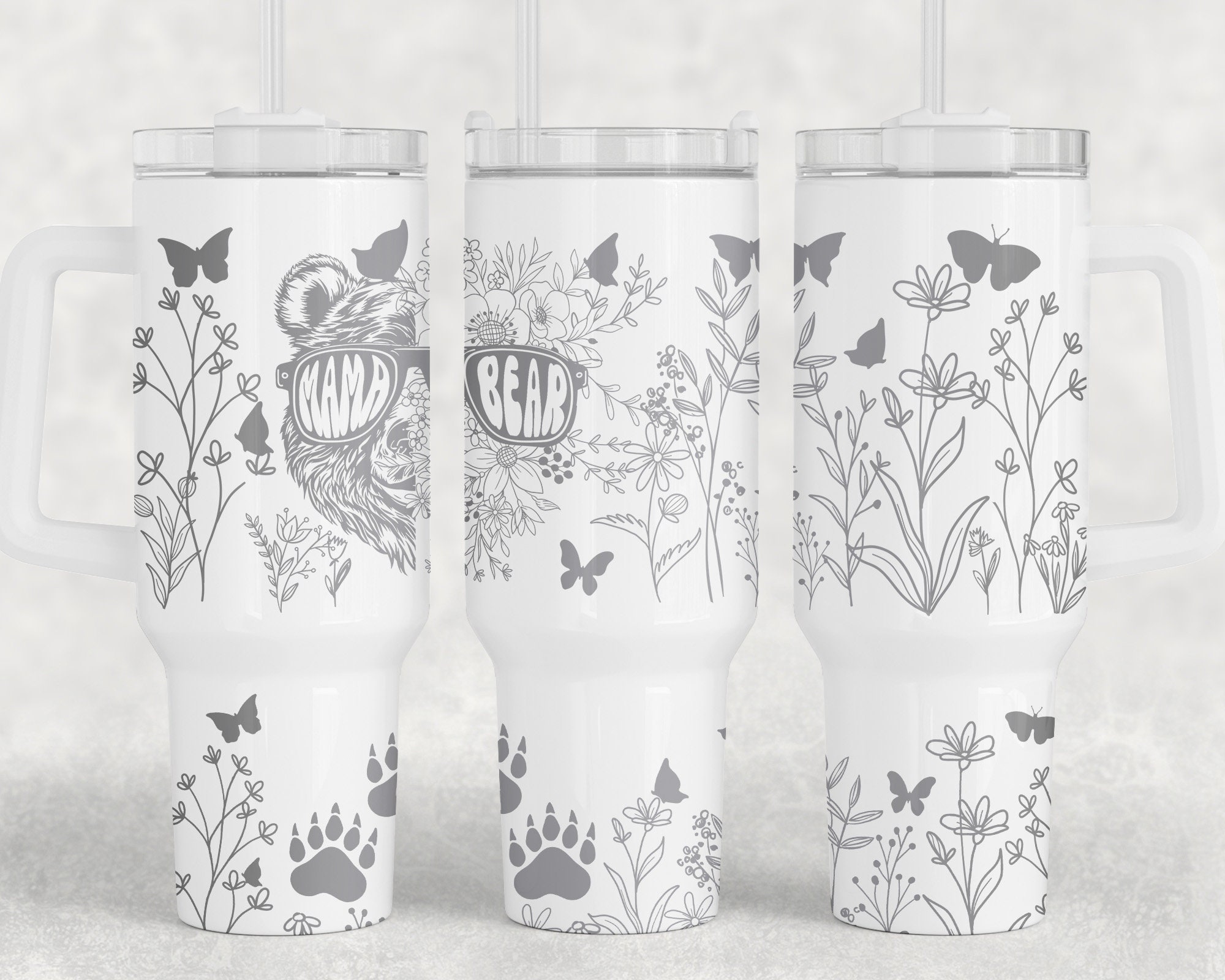 Mama Bear Wildflower Butterflies Custom Stanley Cup 40 oz 30 oz Tumbler With HandleTVC2301959 - Image 3