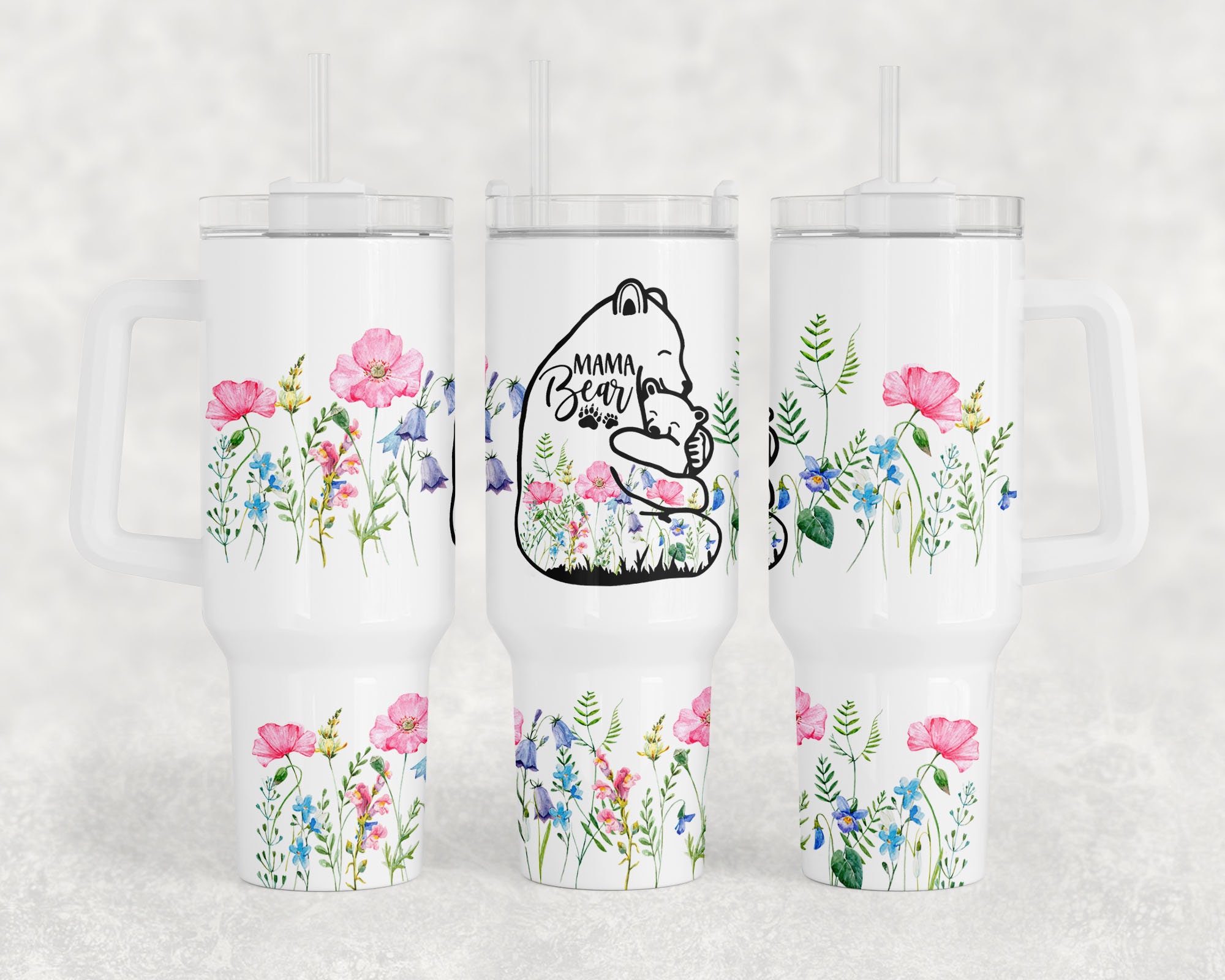 Mama Bear Wildflowers Custom Stanley Cup 40 oz 30 oz Tumbler With HandleTVC2301960