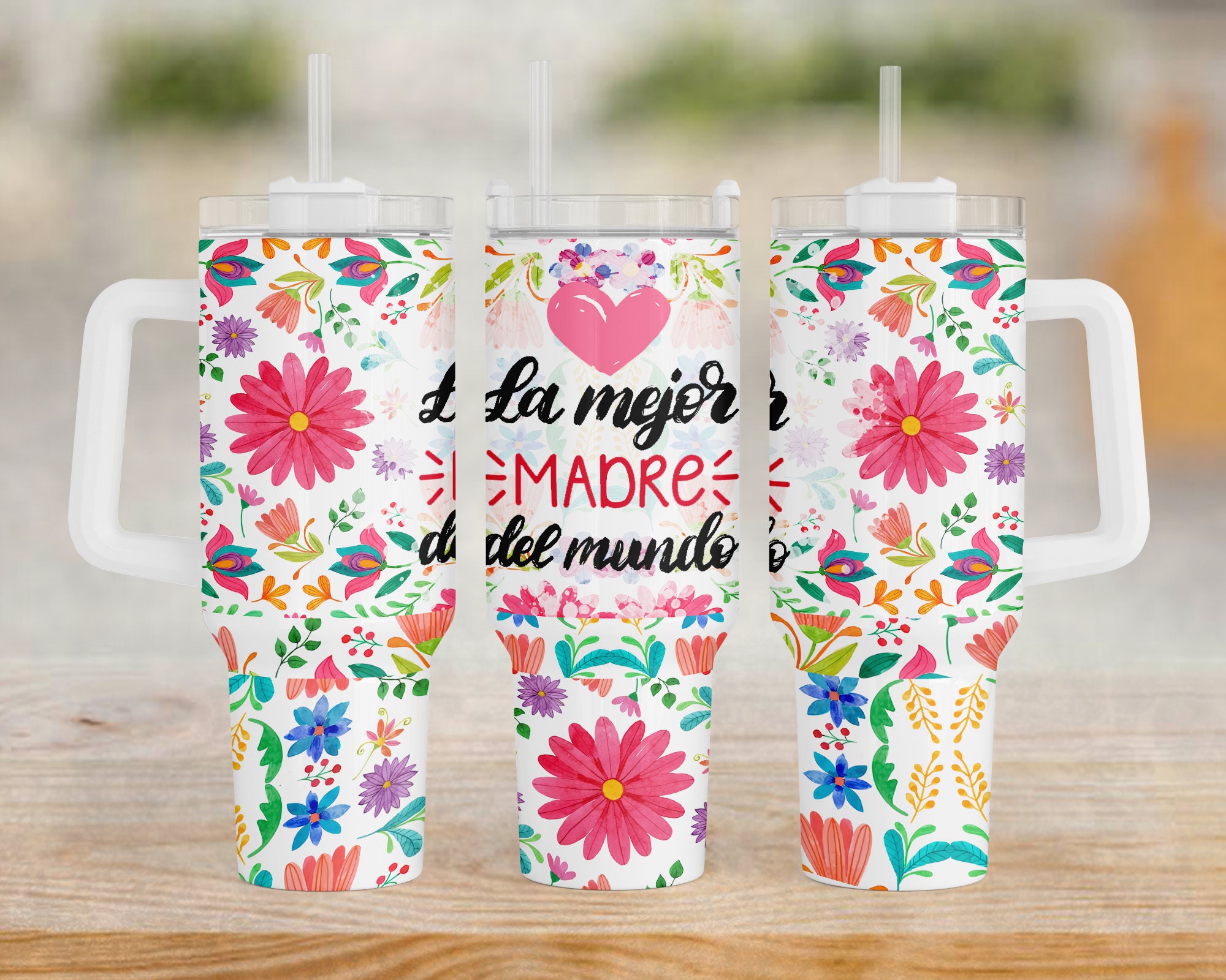 Mama Colorful Floral Custom Stanley Cup 40 oz 30 oz Tumbler With HandleTVC2301958