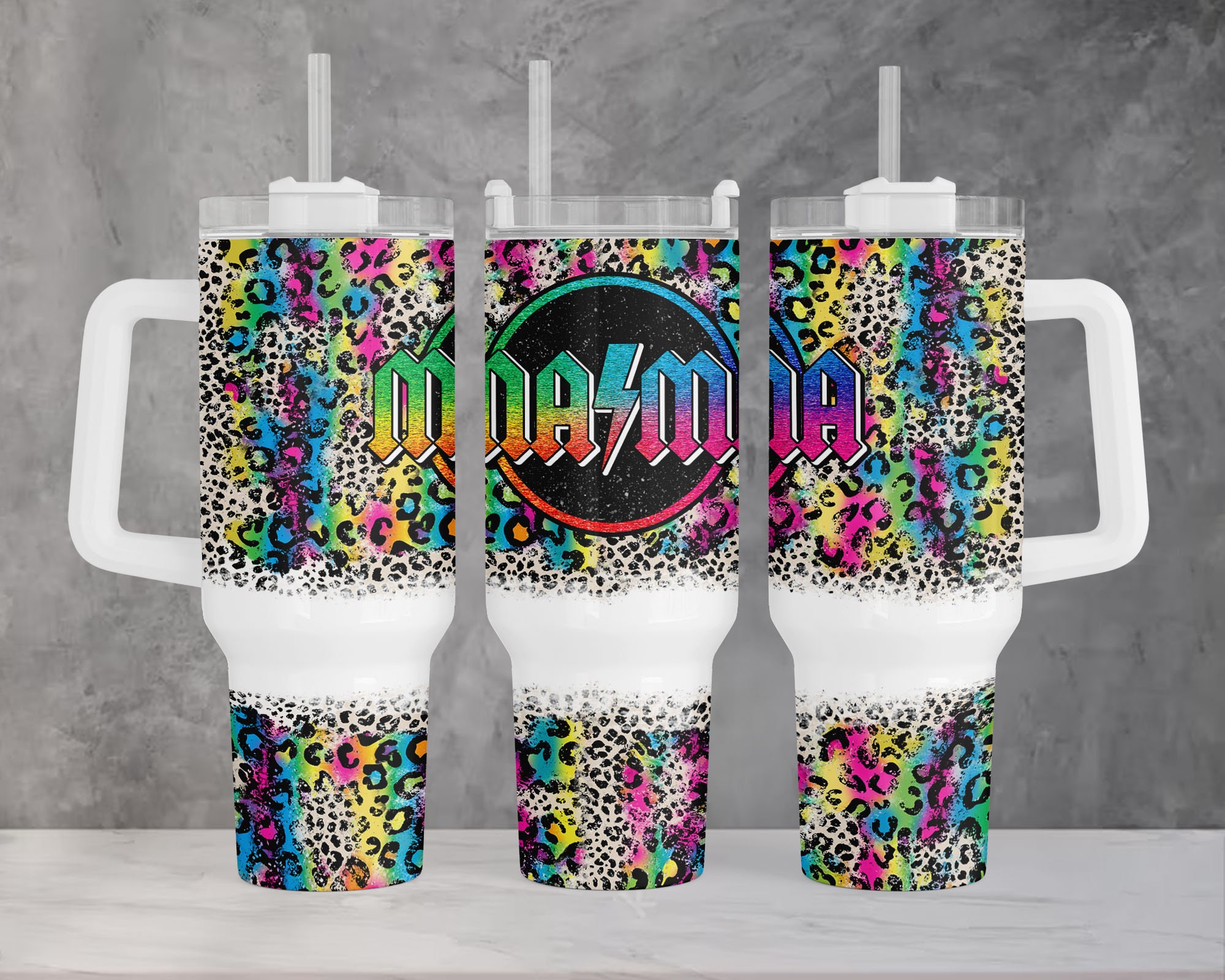 Mama Colorful Leopard Print Custom Stanley Cup 40 oz 30 oz Tumbler With HandleTVC2301959