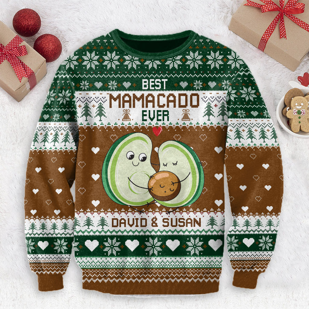 Mamacado Papacado - Pregnancy gift for husband, wife, boyfriend, girlfriend - Personalized Ugly Sweater - Image 2