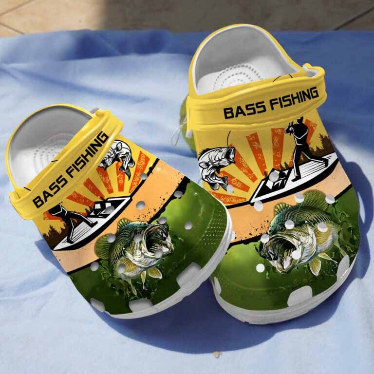 Man And Bass Fishing Clogs Shoes Birthday Christmas Gifts For Men