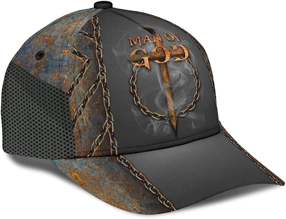 Man Of God Cross Baseball Cap Hat  Trucker Hats Custom Hats Gifts For Men & Women