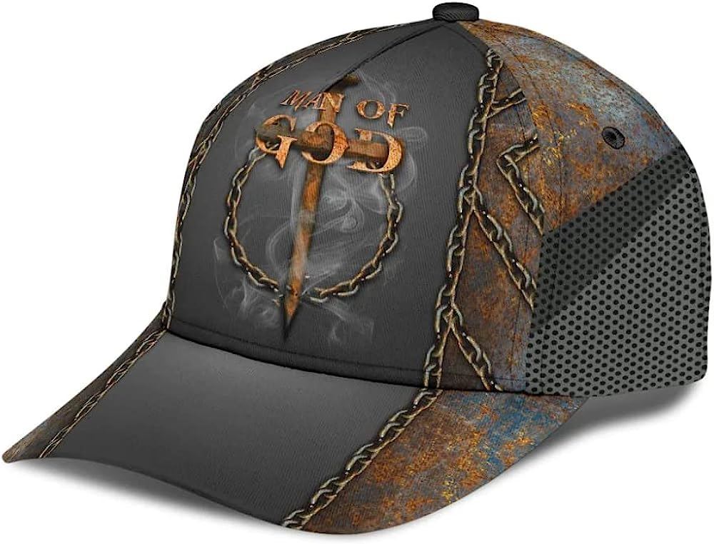 Man Of God Cross Baseball Cap Hat  Trucker Hats Custom Hats Gifts For Men & Women