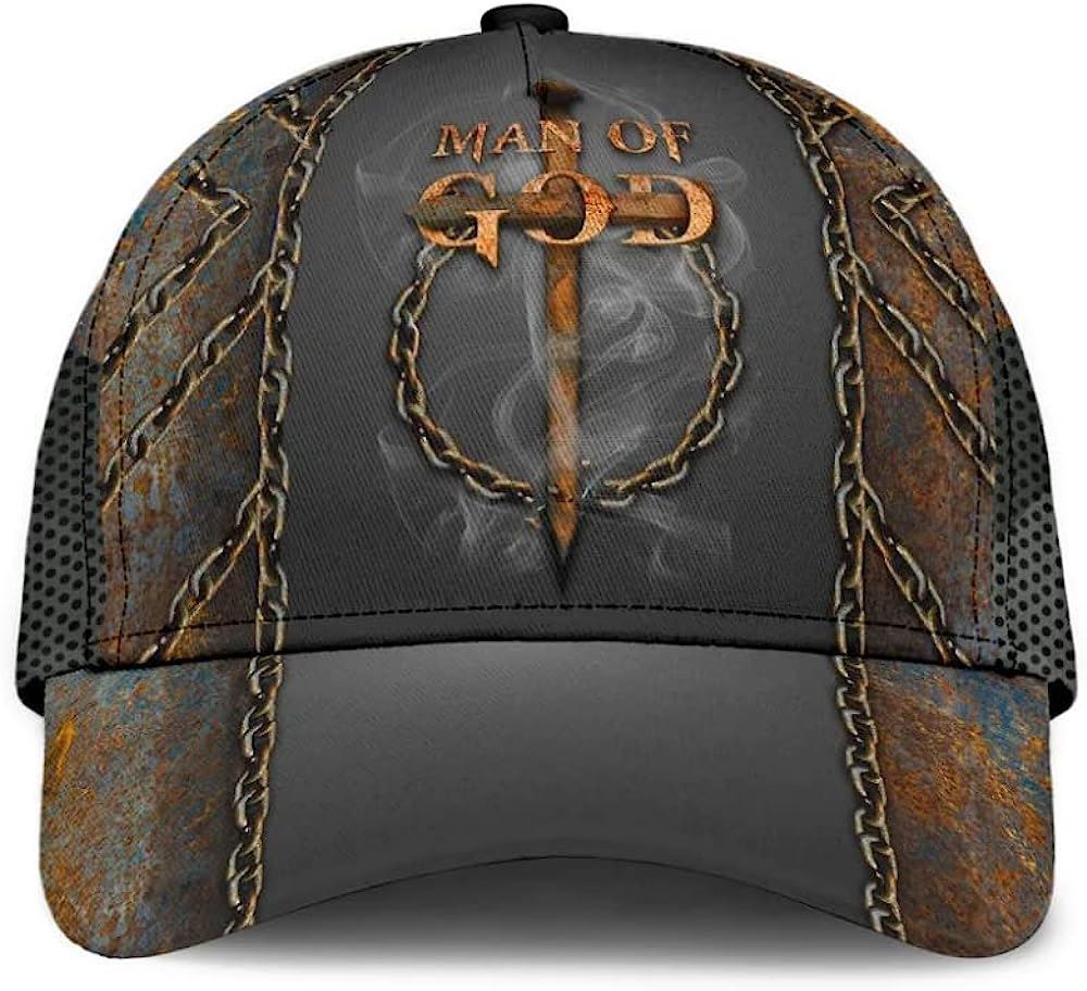 Man Of God Cross Baseball Cap Hat  Trucker Hats Custom Hats Gifts For Men & Women