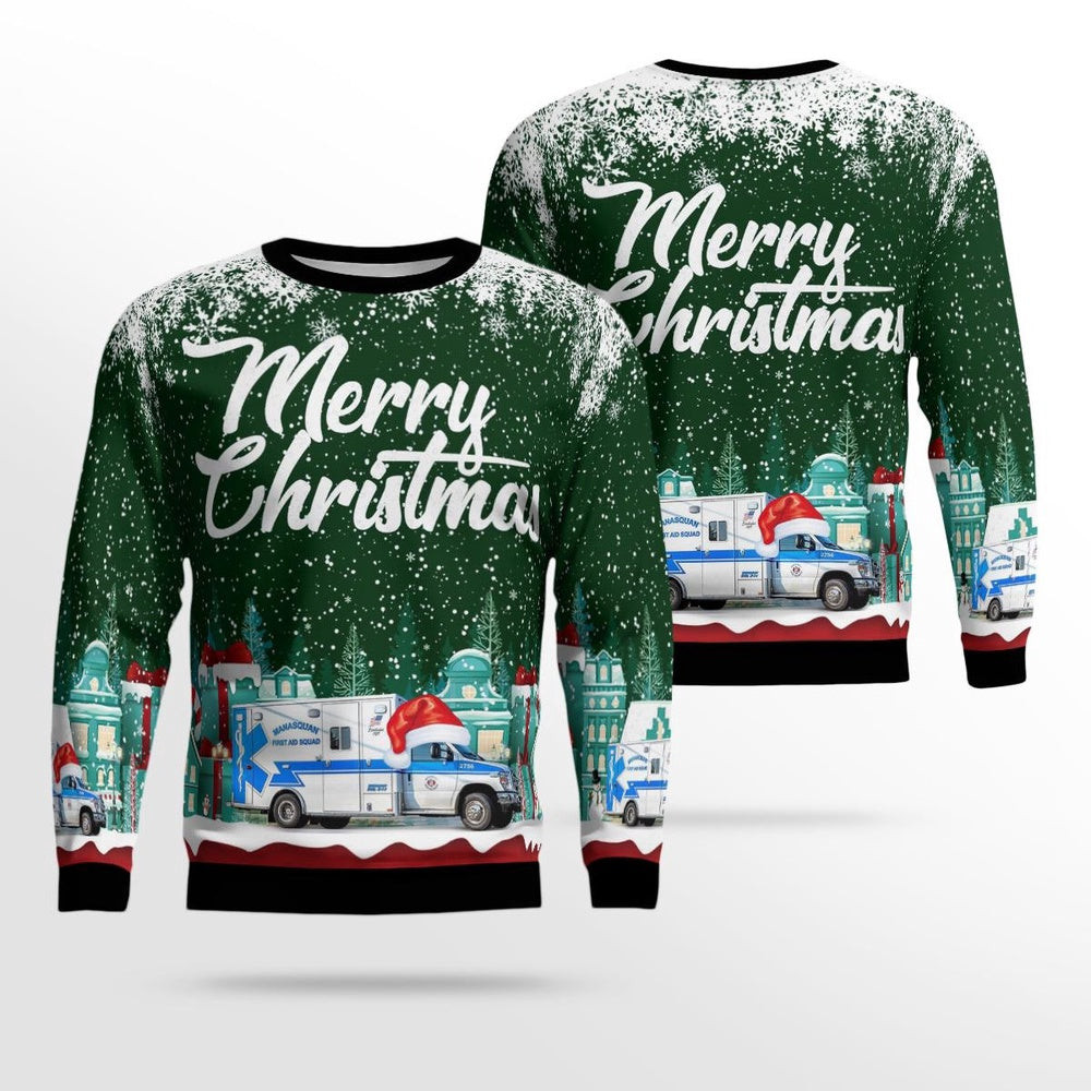 Manasquan First Aid Squad Manasquan New Jersey Christmas AOP Ugly Sweater Christmas Unisex Sweaters Gift For Christmas