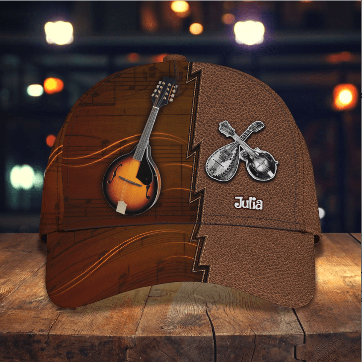 Mandolin Cap, Personalized Mandolin 3D Classic Cap, Custom Name Hat for Mandolinist, Lovers Trucker Hats Custom Hats Gifts For Men & Women