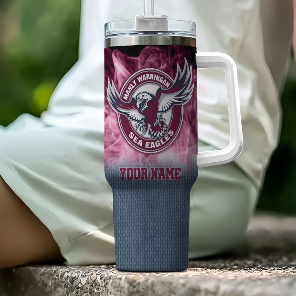 Manly Warringah Sea Eagles NRL Flame Effect Custom Stanley Cup 40 oz 30 oz Tumbler With HandleTVC2301194