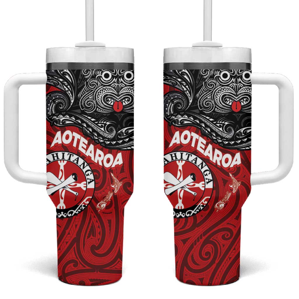 Maori Kotahitanga Aotearoa with Maori Mask and Polynesian Art Tattoo Custom Stanley Cup 40 oz 30 oz Tumbler With HandleTVC2301361