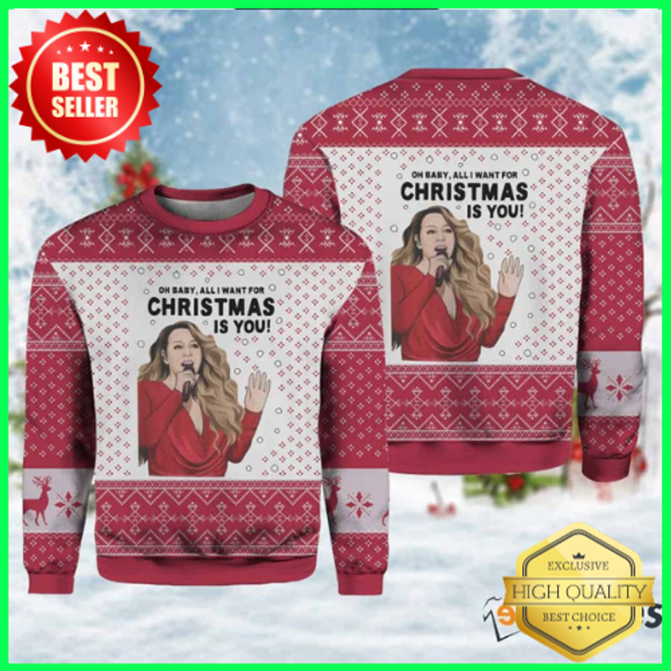 Mariah Carey All I Want For Christmas Is You Christmas Ugly Sweater 3D
