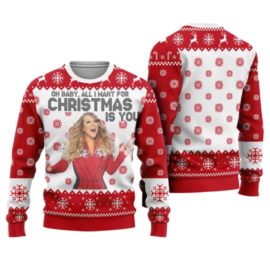 Mariah Carey Ugly Christmas Sweater | Mariah Carey Xmas Sweatshirt | All I Want For Christmas Is You Shirt - Image 3