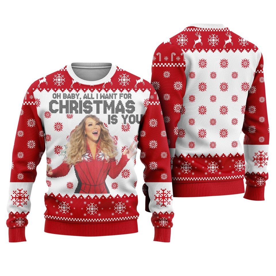 Mariah Carey Ugly Christmas Sweater | Mariah Carey Xmas Sweatshirt | All I Want For Christmas Is You Shirt