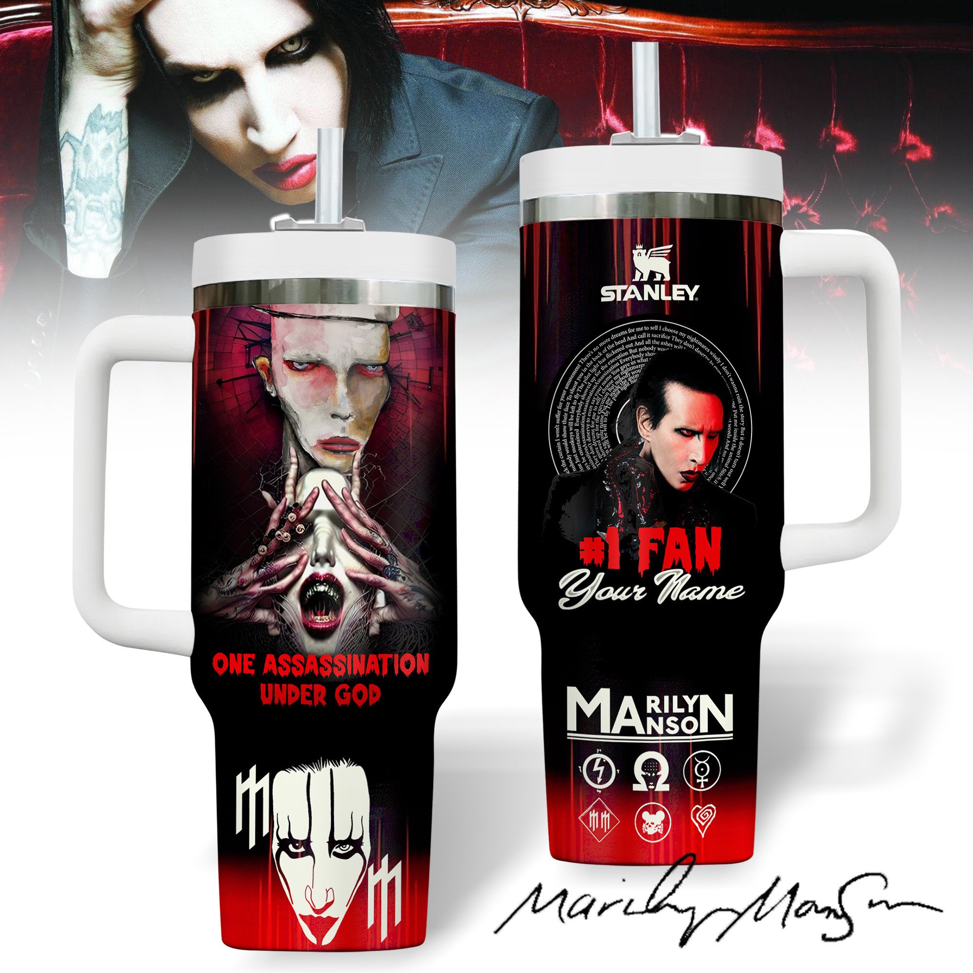 Marilyn Manson Music Custom Stanley Cup 40 oz 30 oz Tumbler With HandleTVC2301179