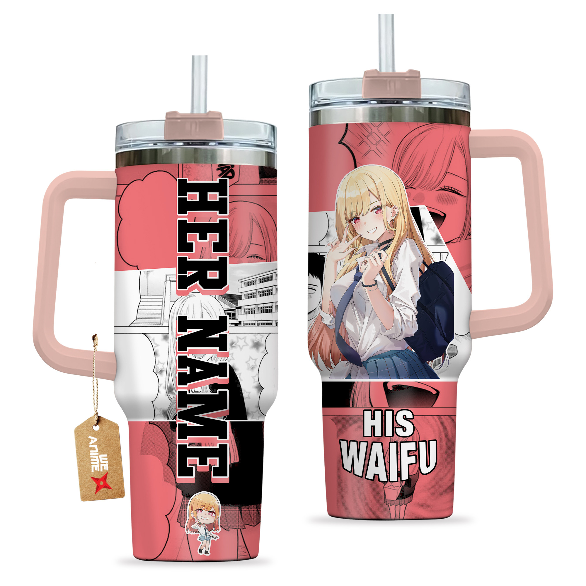 Marin Kitagawa & Gojou Wakana My Dress-Up Darling Anime Valentine Custom Stanley Cup 40 oz 30 oz Tumbler With HandleTVC2301137 - Image 2