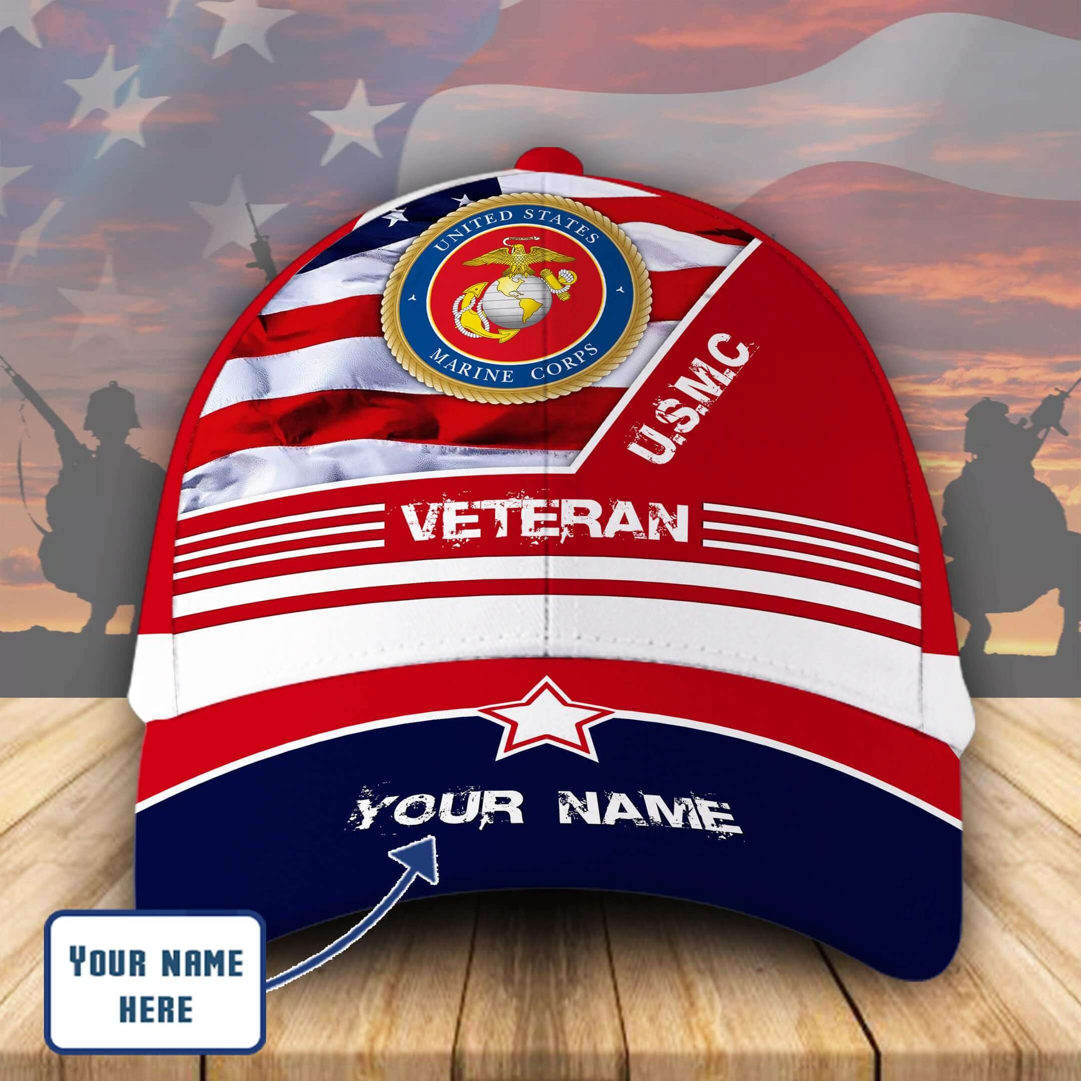 Marine Corps Hat USMC Baseball Cap Personalized Name USMC Veteran US Flag USMC Trucker Hat Trucker Hats Custom Hats Gifts For Men & Women