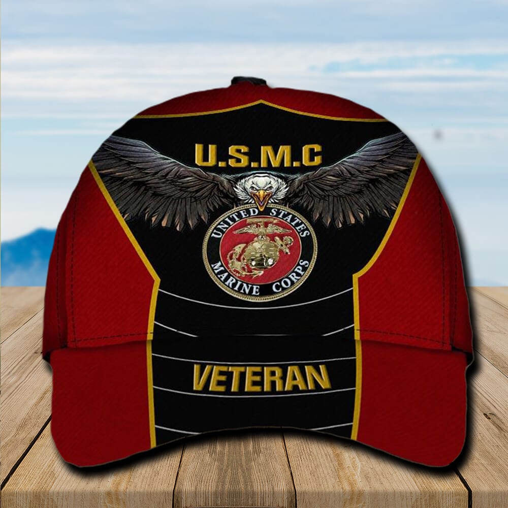 Marine Corps Hat USMC Baseball Cap Red USMC Veteran Eagle Holding Logo US Marines Cap Trucker Hats Custom Hats Gifts For Men & Women