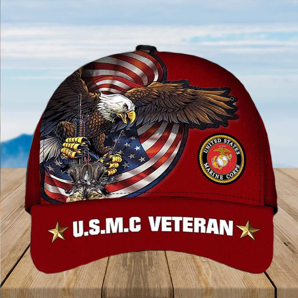 Marine Corps Hat USMC Baseball Cap USMC Veteran US Flag Eagle Combat Boots USMC Veteran Hat Trucker Hats Custom Hats Gifts For Men & Women