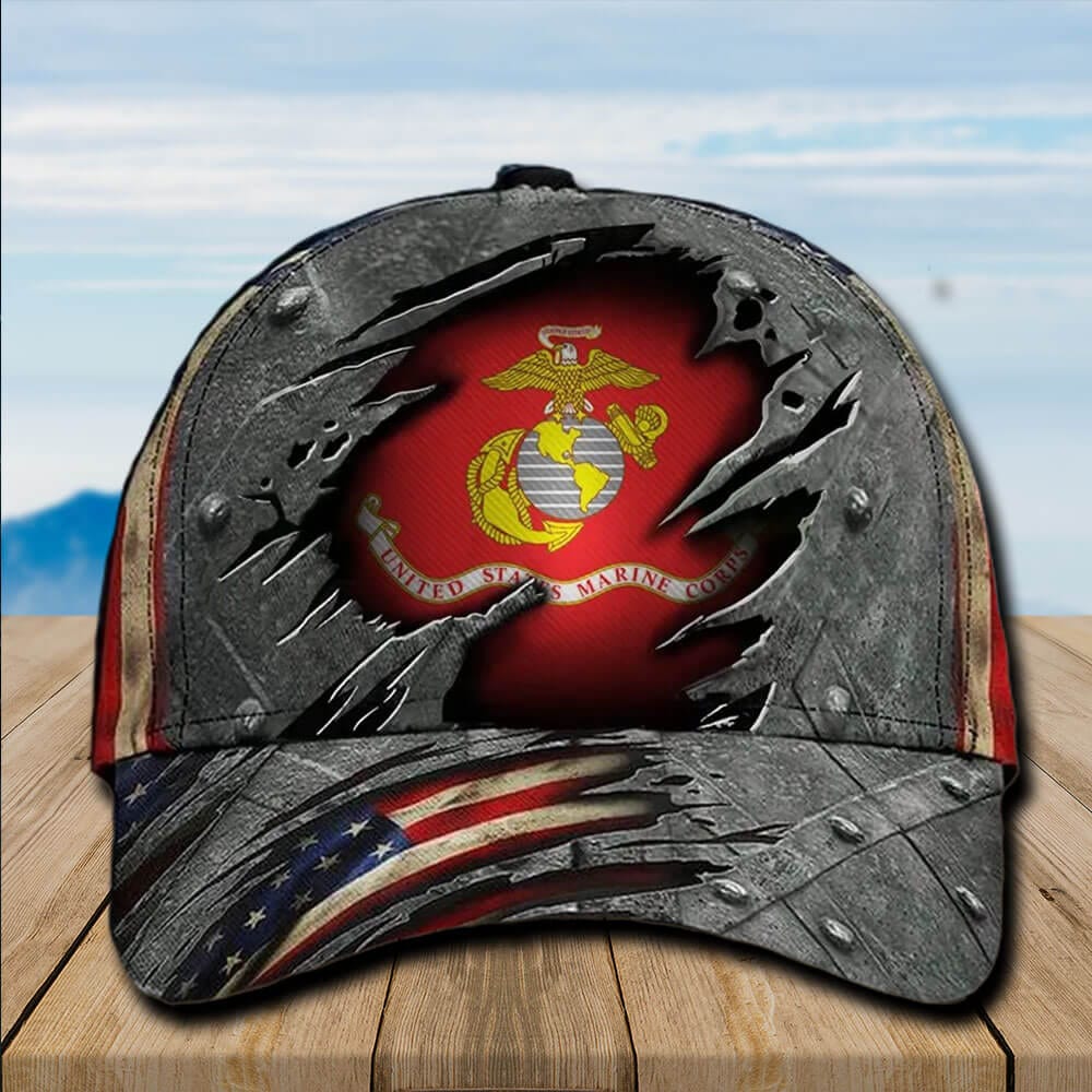 Marine Corps Hat USMC Baseball Cap Vintage US Flag USMC USMC Trucker ...