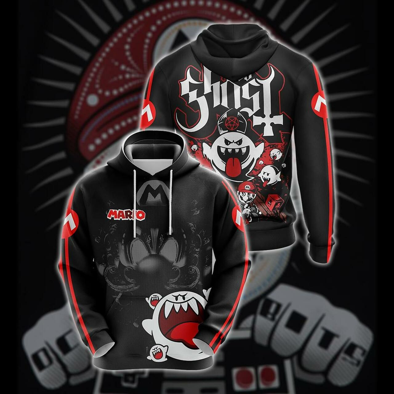 Mario Boo Ghost Unisex 3D All Over Print Hoodie, Zip Hoodie