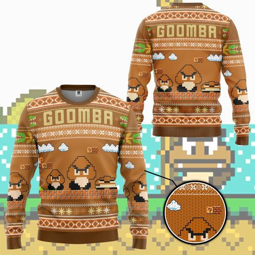 Mario Goomba Vintage Ugly Christmas Sweater Last Minute Christmas Gifts For Him Ideas 2024 - Image 2