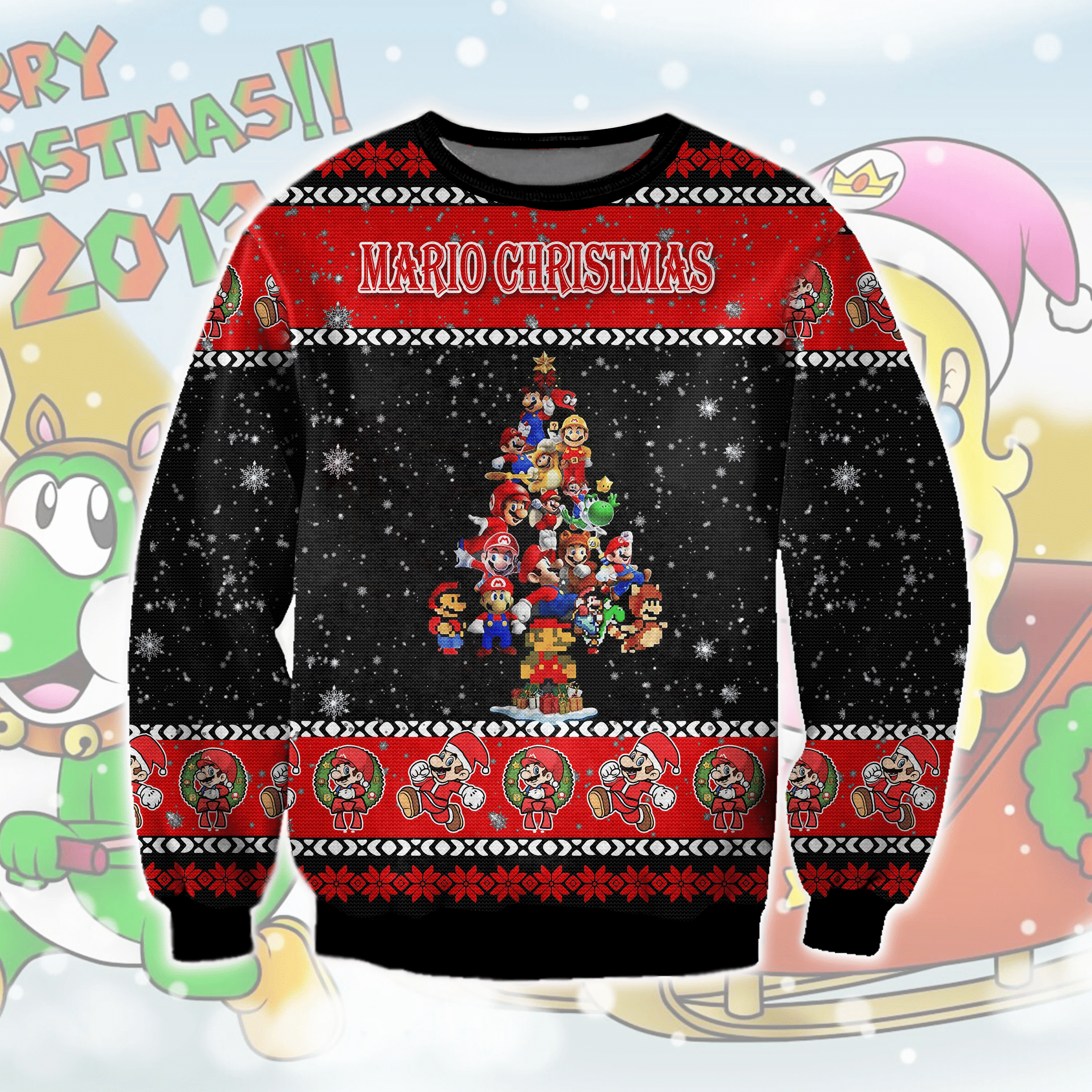 Mario Ugly Christmas Sweater Adult 3D Funny Matching for family